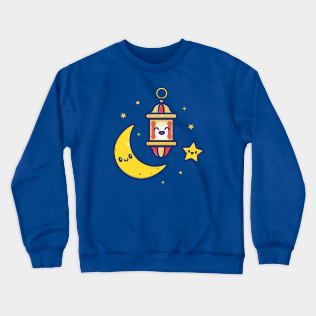 Cute Lamp Lantern With Moon And Star Crewneck Sweatshirt by Catalyst Labs